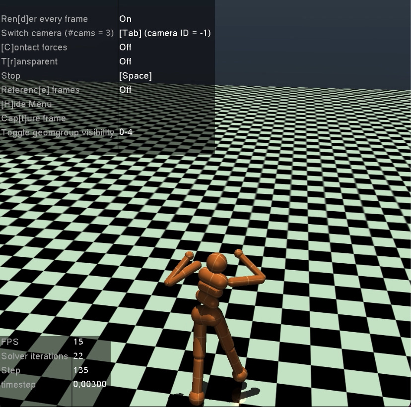 Humanoid simulation in MuJoCo